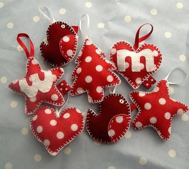 Red Polka Dot Fabric Ornaments