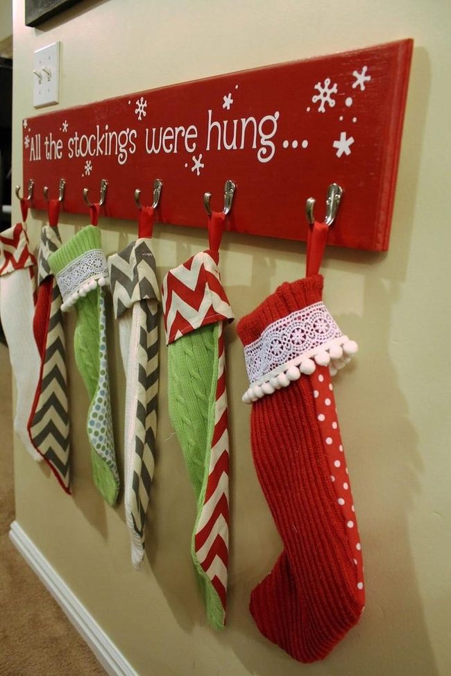 Striped Stockings On Red Wood