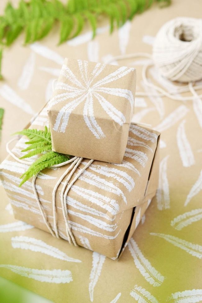 Brown Paper Leaf Gift Wrapping