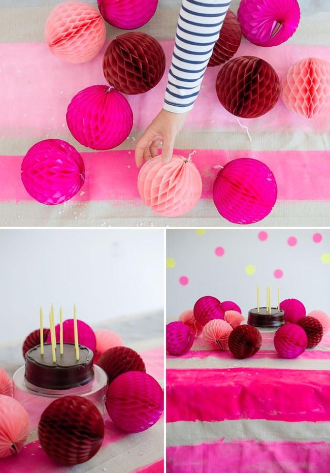 Pink Paper Balls Birthday Burst