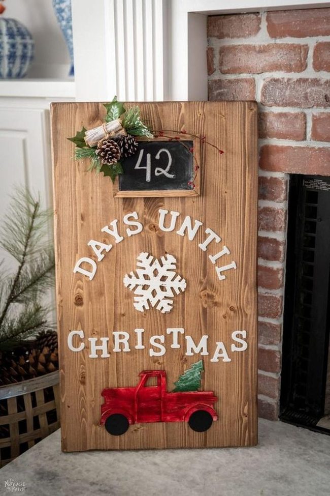 Wooden Countdown With Red Truck
