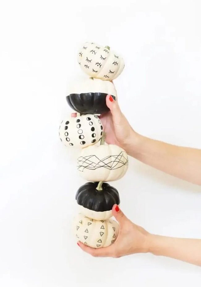 Black And White Geometric Pumpkins