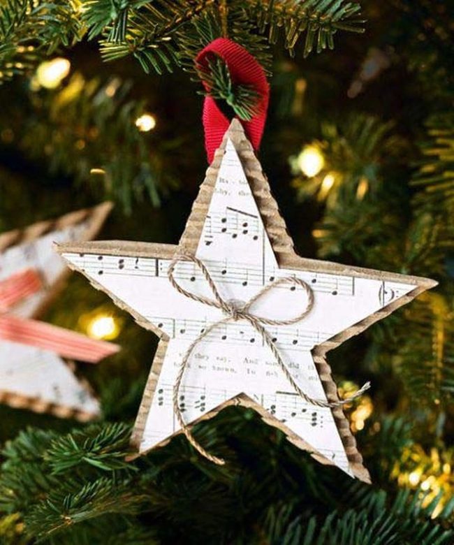 Vintage Sheet Music Star Ornaments