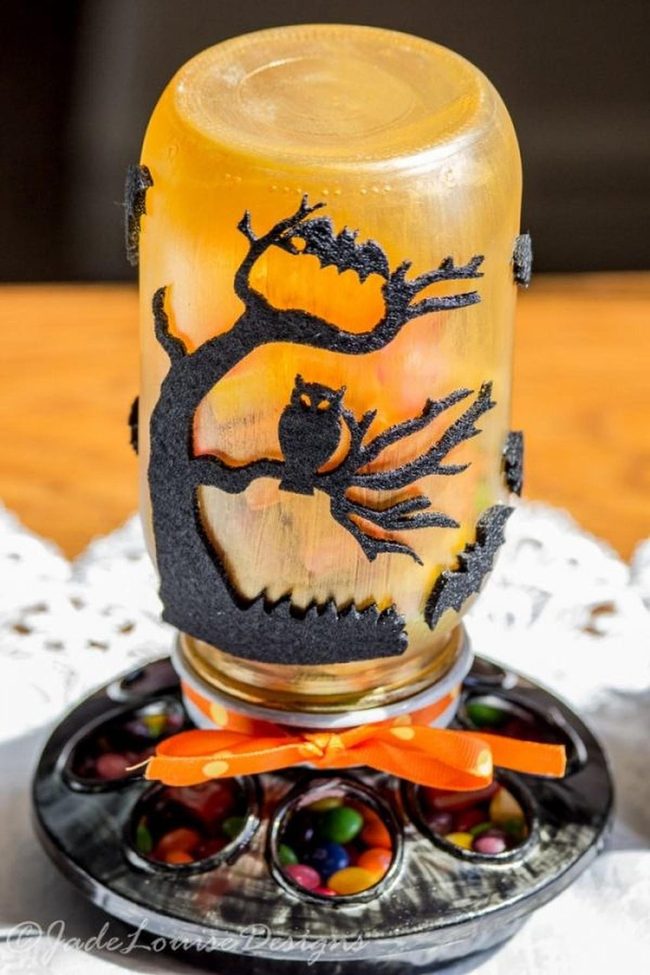 Glowing Glass Candy Jar Halloween