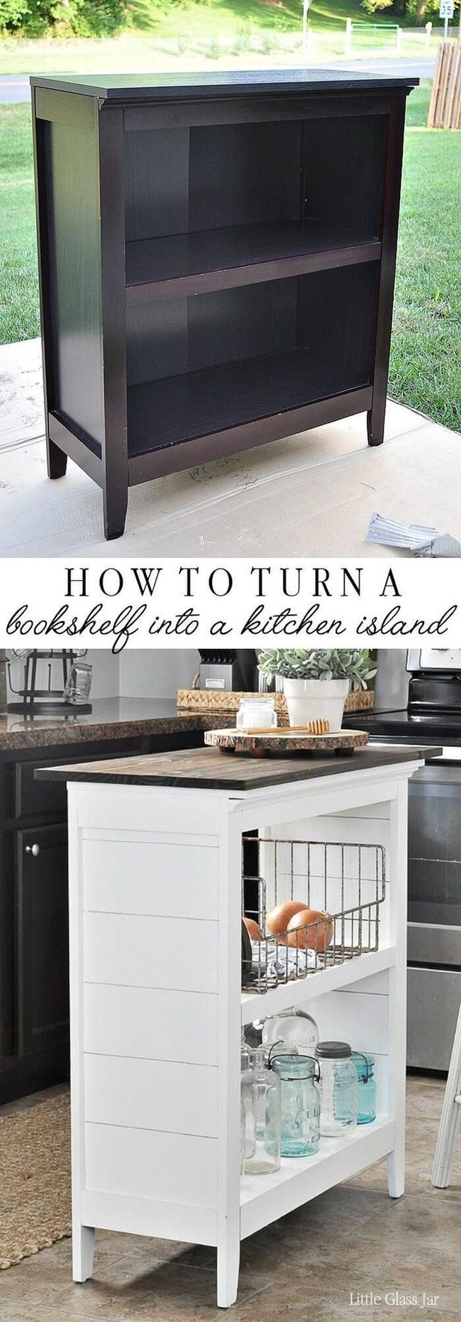 Painted Bookshelf Kitchen Island