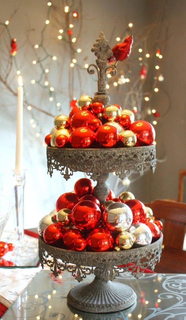Gold Stacked Fountain With Red Bird