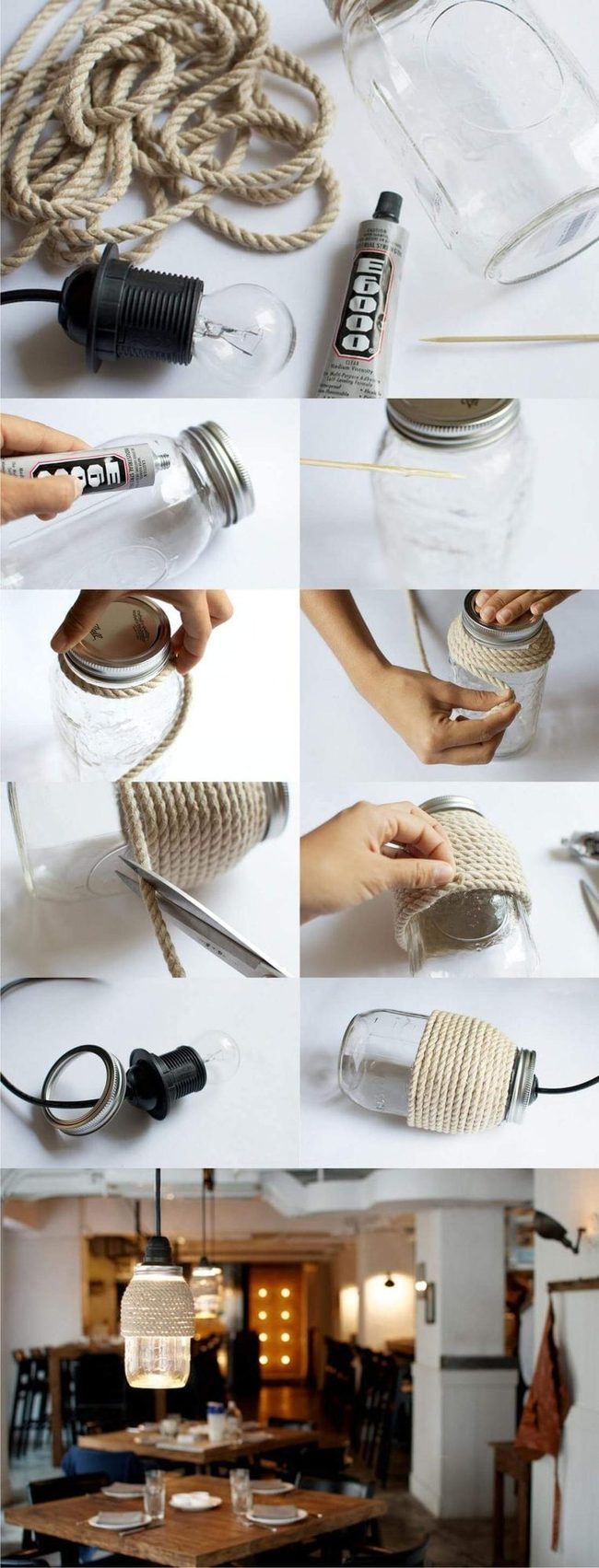 Rope Wrapped Mason Jar Lights