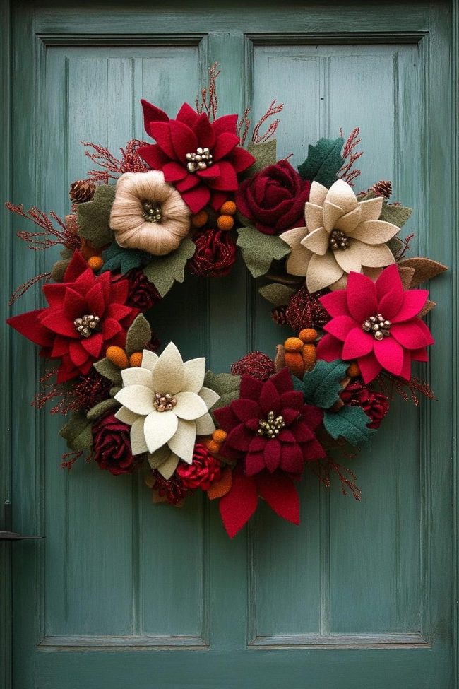 Diffused Felt Flowers Wall Hanging