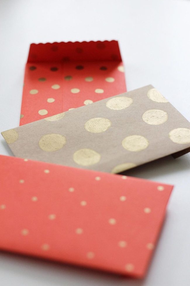 Golden Dots On Coral Envelopes