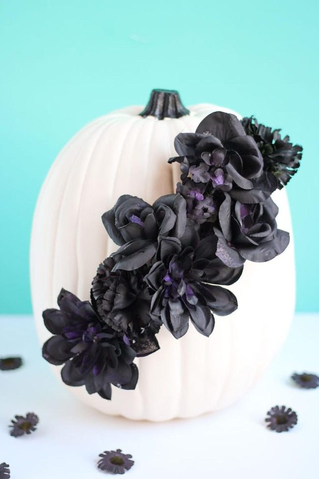 White Pumpkins Dark Flowers