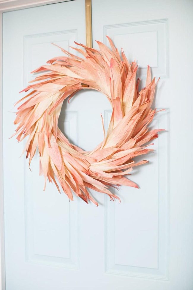 Golden Corn Husk Wheel Wreath