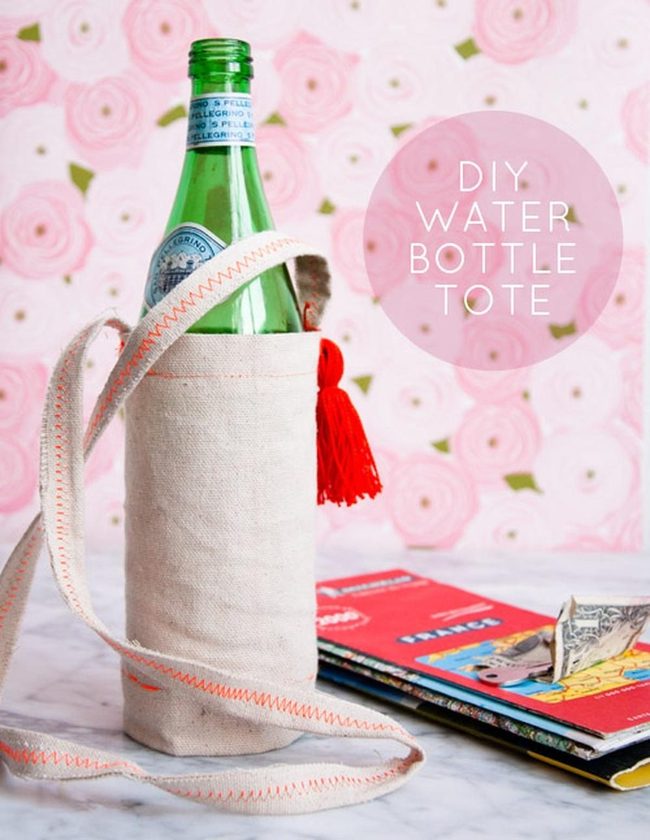 Orange Stitched Bottle Tote