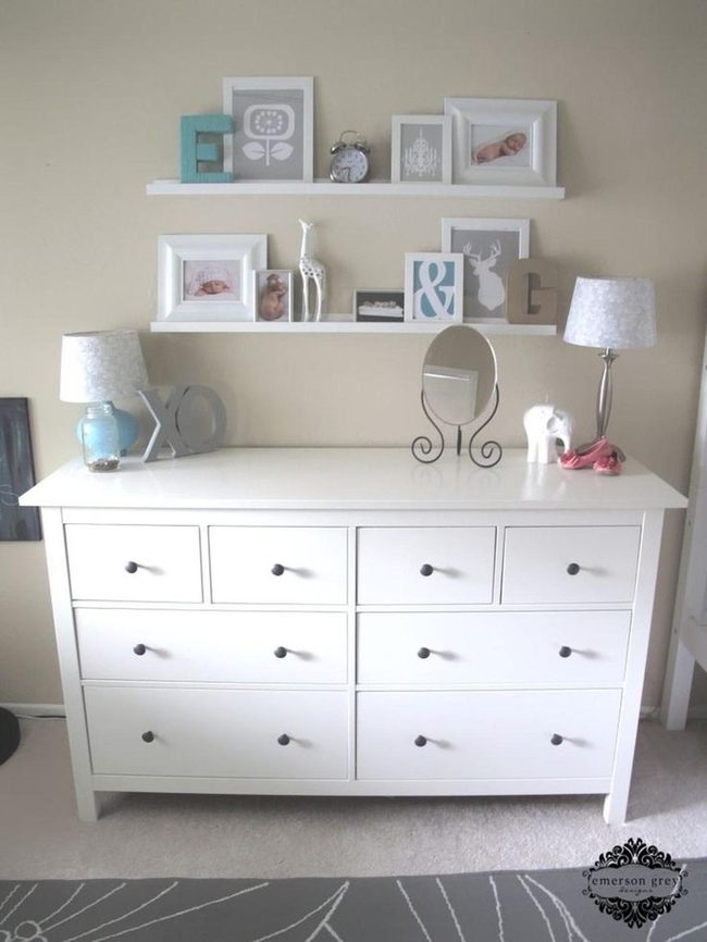 White Dresser Black Knobs Mirror
