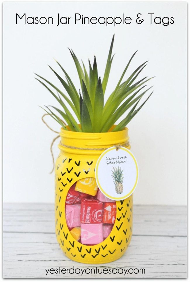 Bright Yellow Pineapple Candy Jar