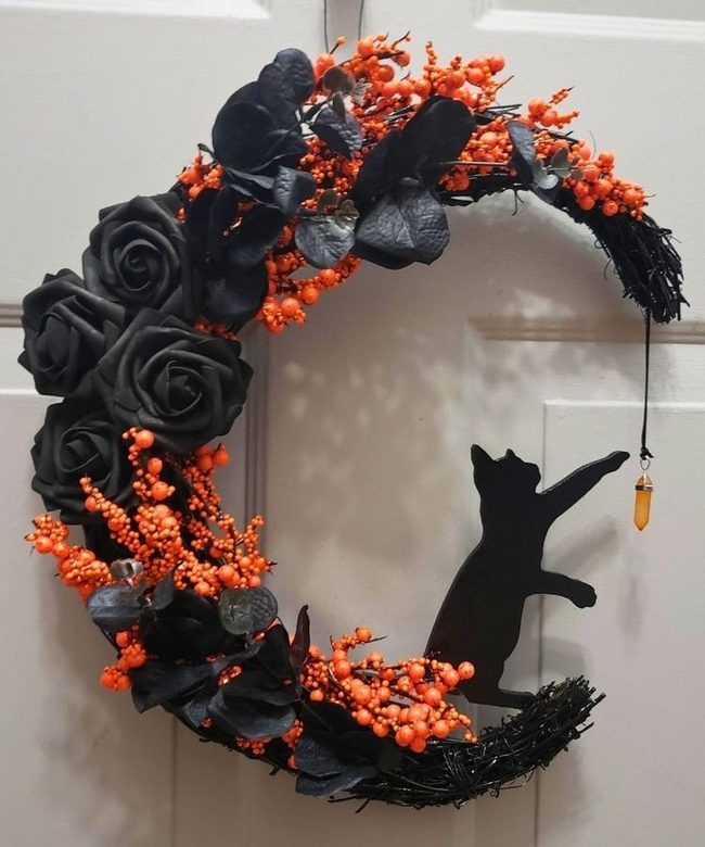 Black Flowers Orange Leaves Halloween