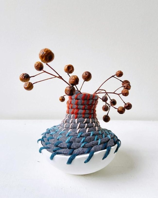 Gradient Orange Teal Wrapped Vase