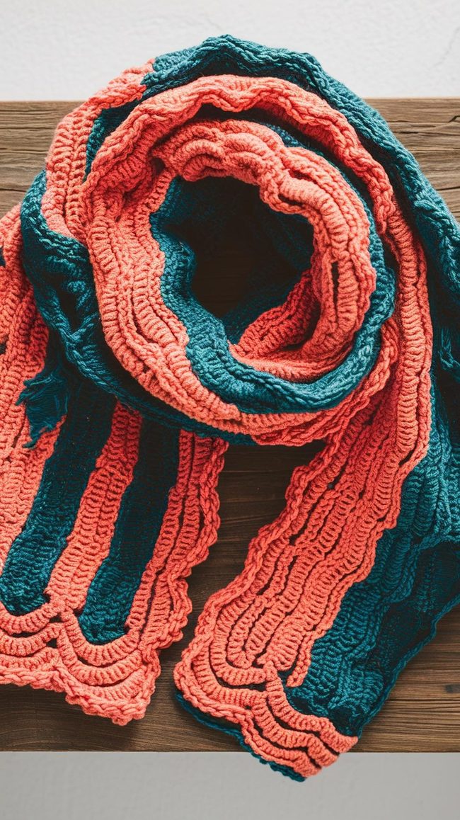 Wavy Crochet Shell Scarf