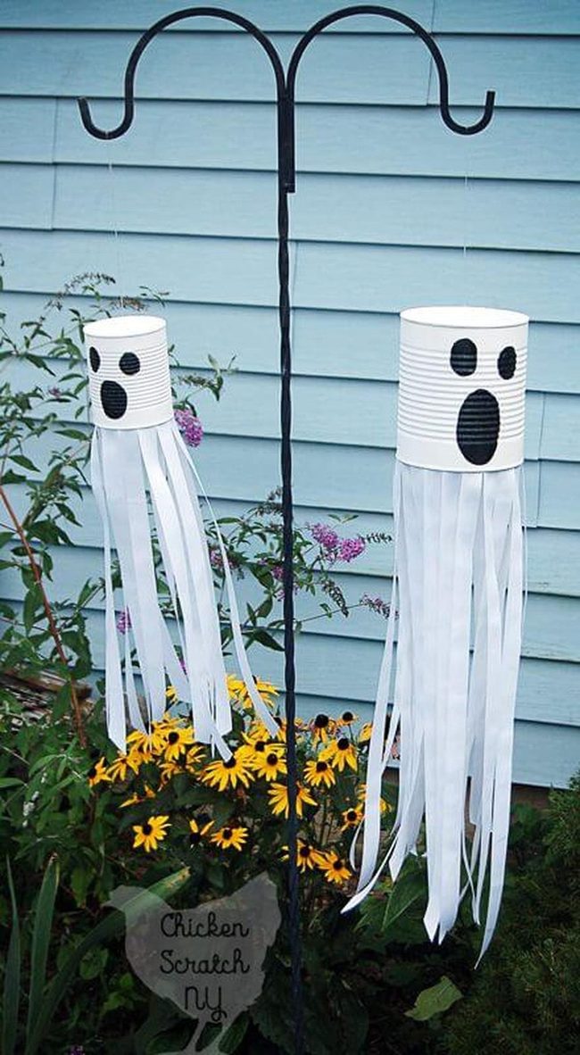 White Fabric Ghosts Dancing In Wind
