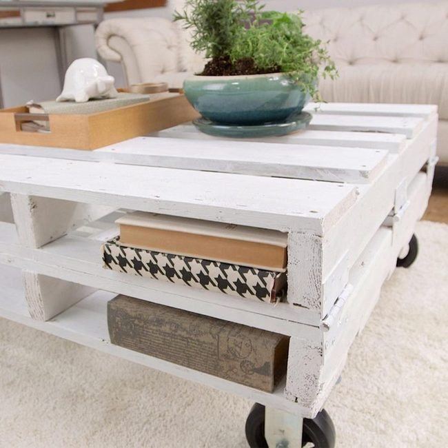 White Pallet Coffee Table Living Room