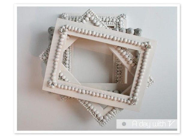 White Beaded Frames With Gray Accents