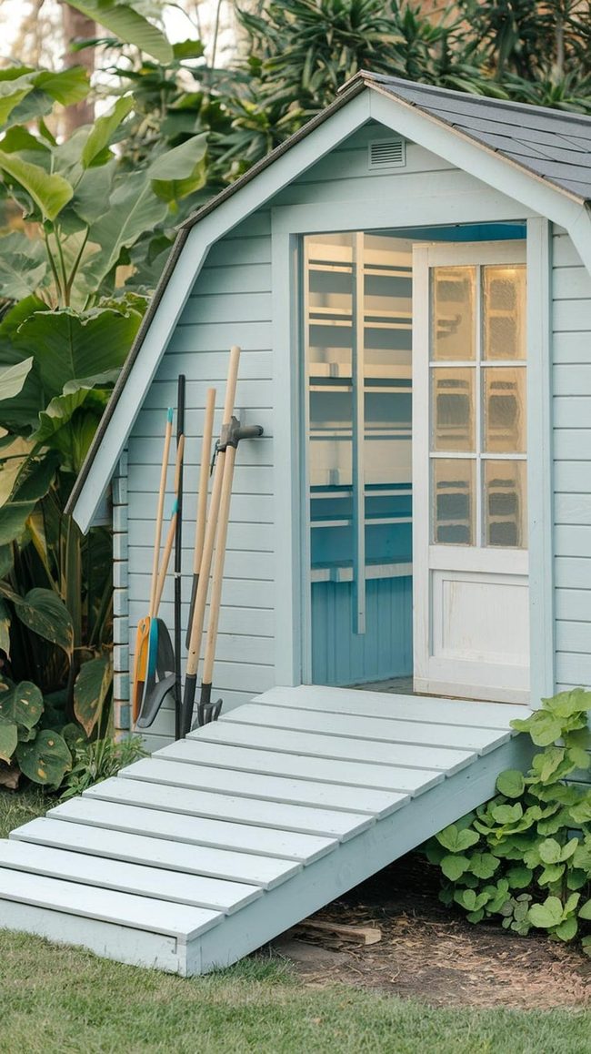 Shed With Built-In Water Barrel