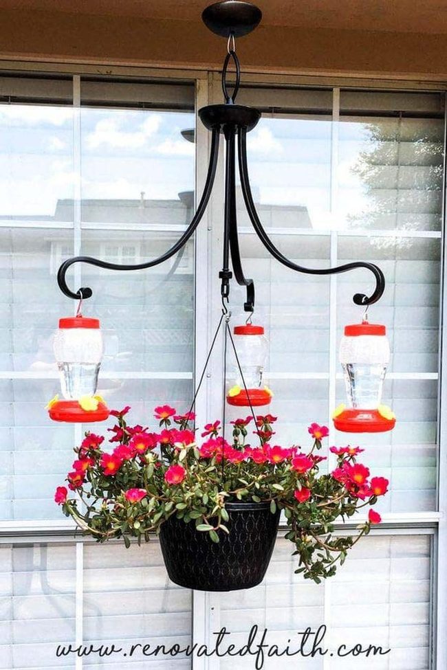 Red Hummingbird Feeders Black Chandelier