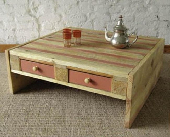 Red Drawer Wood Table