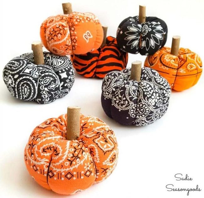 Patterned Fabric Pumpkins Modern Fall