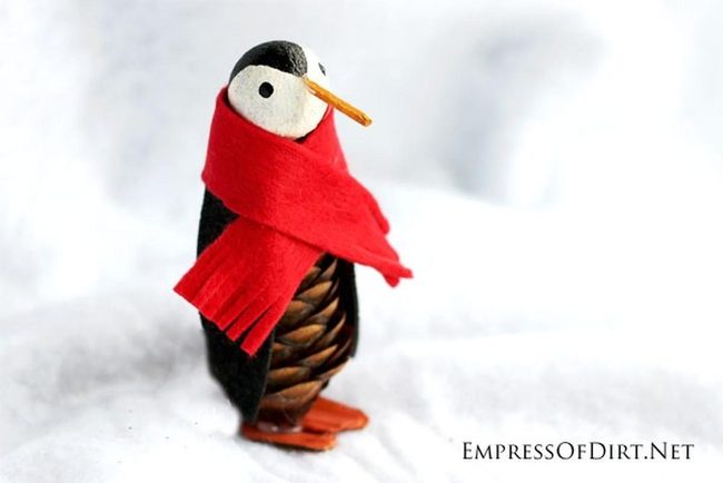 Red Scarf Penguin With Orange Feet