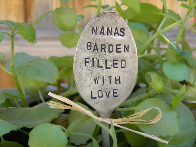 Stamped Metal Spoon Garden Markers