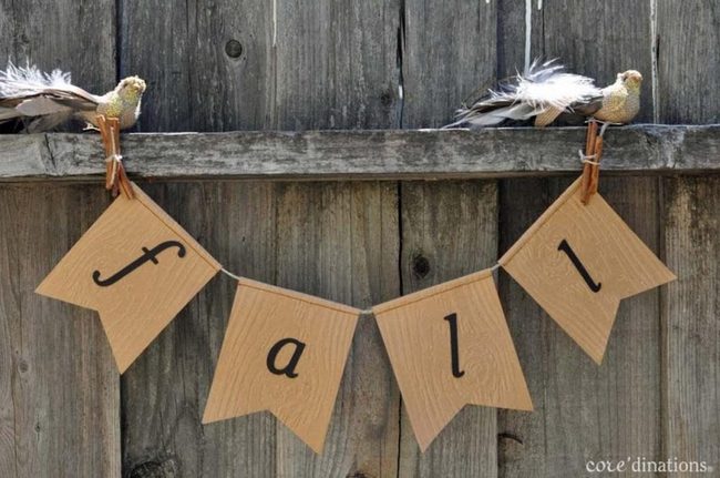 Brown Paper Fall Banners Wooden Fence