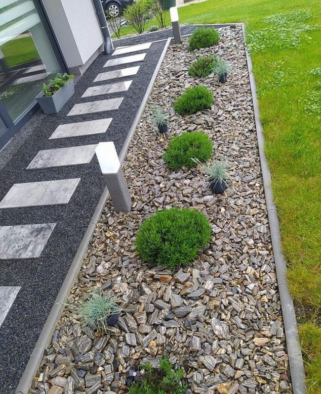 Stone Pathway Through Minimalist Garden