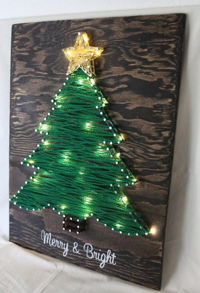 Green Thread Christmas Trees With Stars