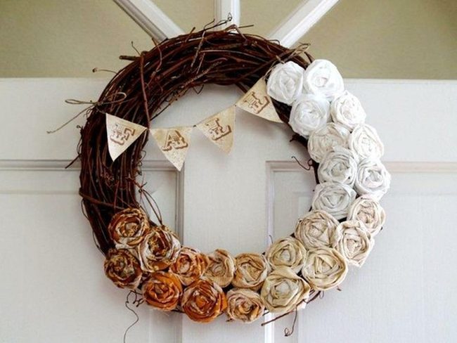 Twisted Branches With Cream Fabric Flowers