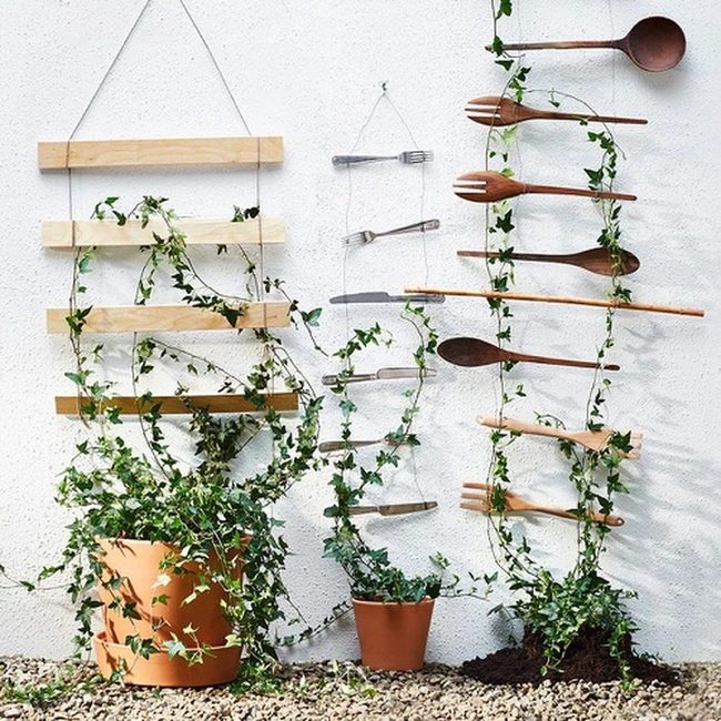Vintage Silverware Plant Trellises