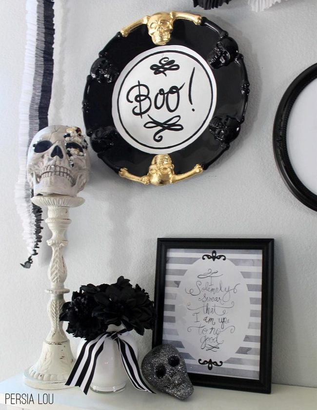 Black White Gold Halloween Elegance