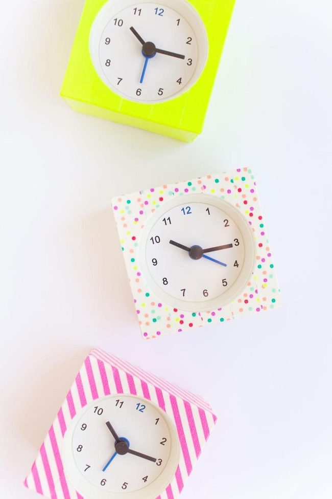 Striped Rainbow Clocks Square