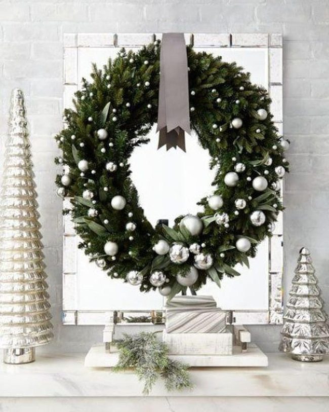 Green Wreath Silver Sparkle