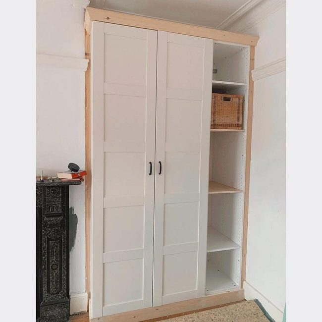 White Wardrobe With Black Hardware Accents