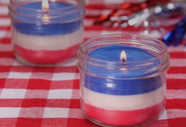 Red White Blue Citronella Mason Jars