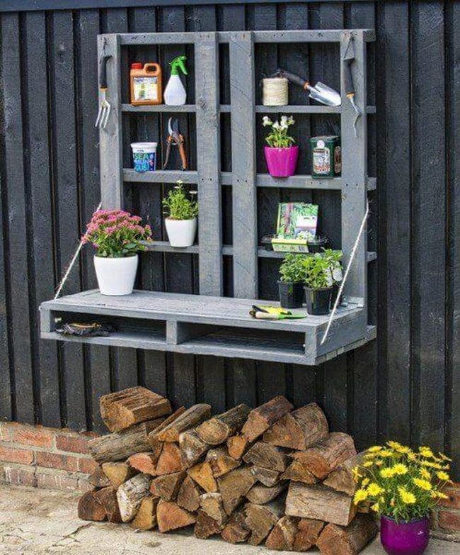 Gray Wood Flower Shelves
