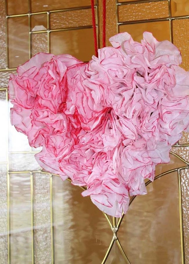 Coffee Filter Heart Wreath