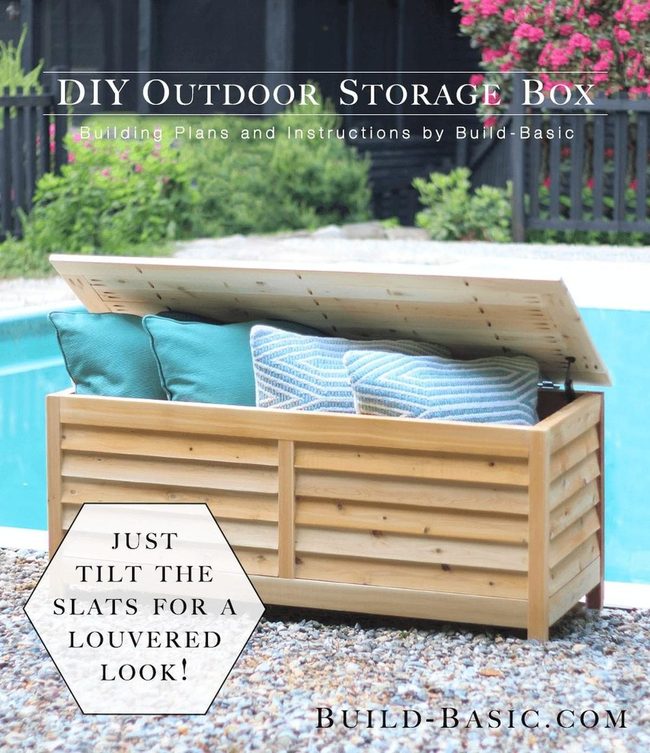 Louvered Wood Storage For Outdoor Organization