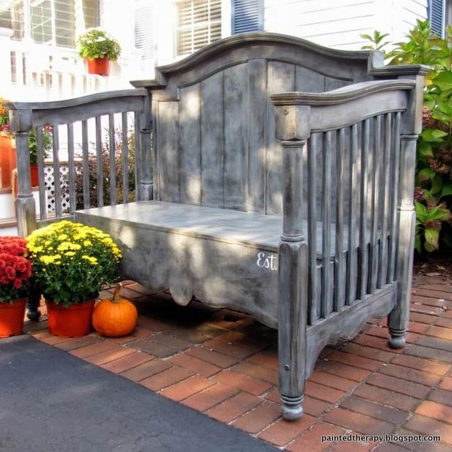 Reclaimed Wood High-Backed Garden Bench