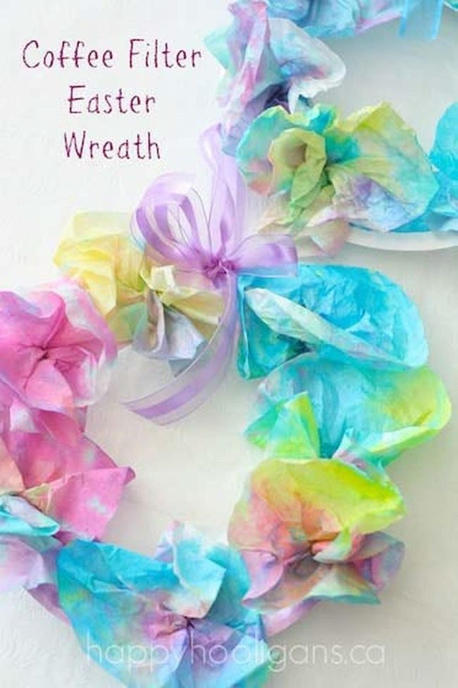 Coffee Filter Easter Wreath For Kids