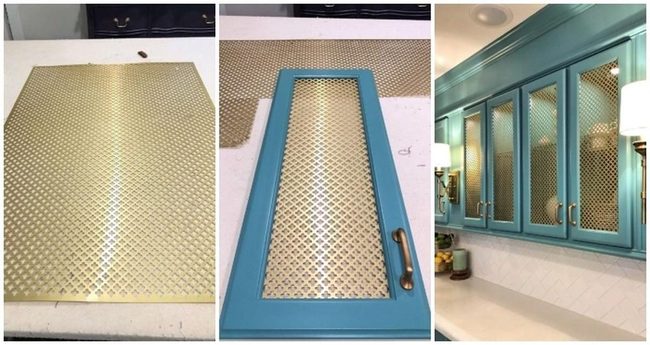 Gold Mesh Cabinet Doors