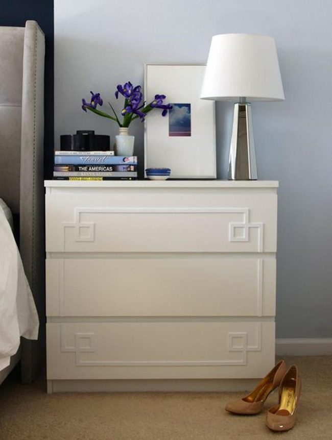 Cream Dresser Purple Blooms Light Blue