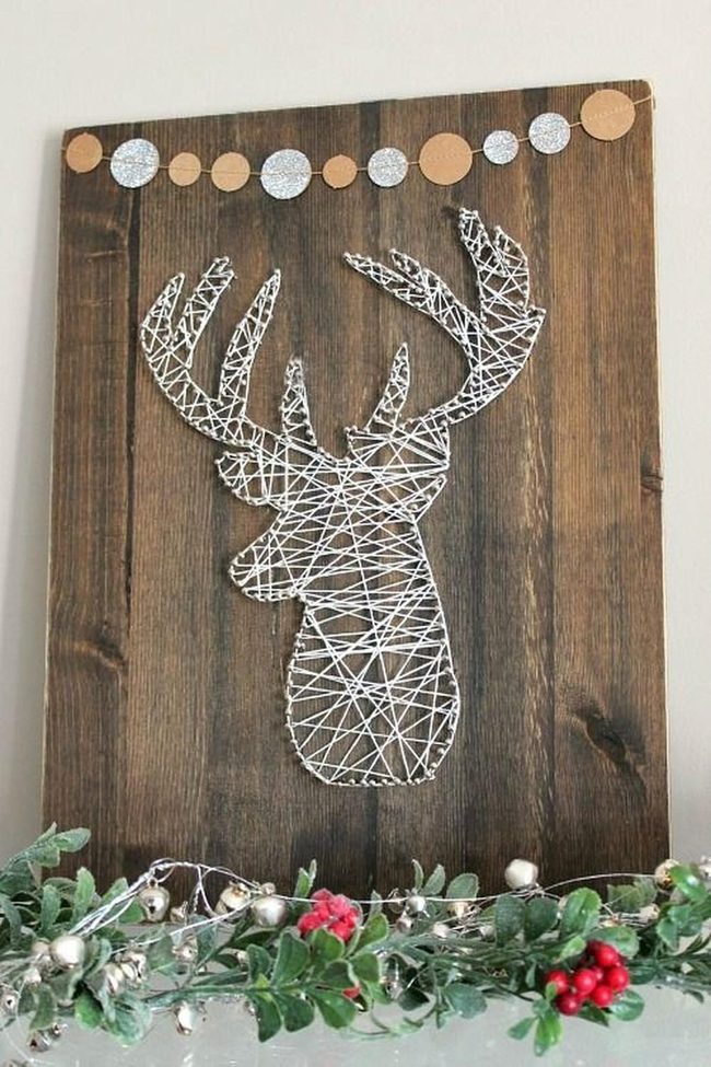 White String Deer On Dark Wood