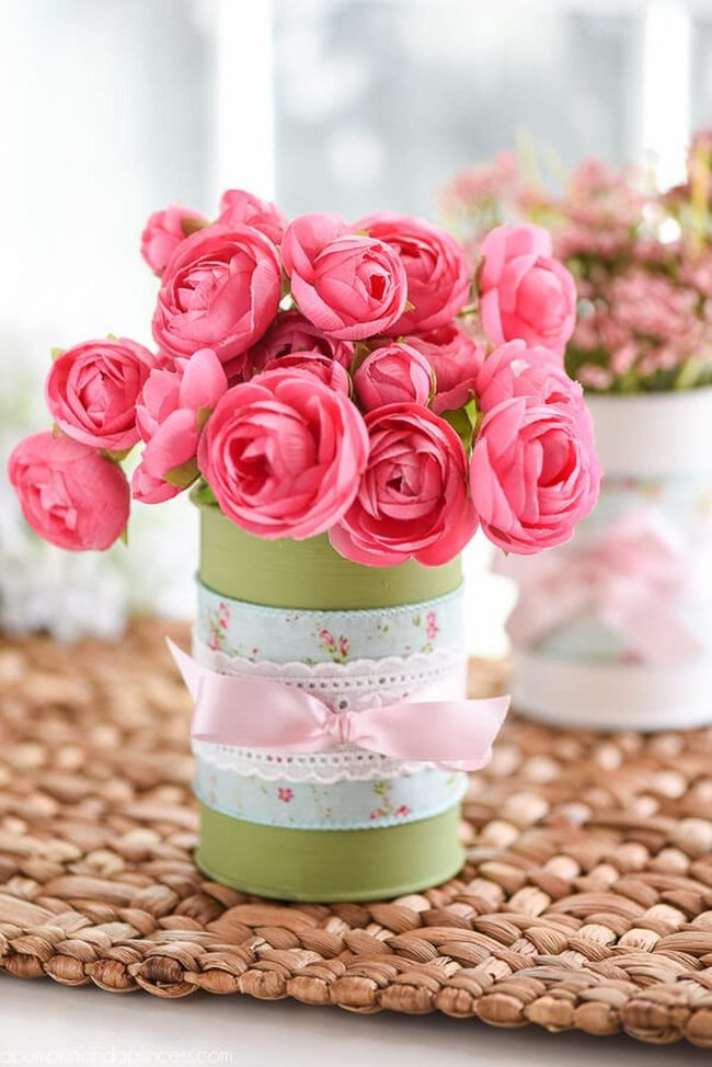 Pastel Tin Cans With Lace