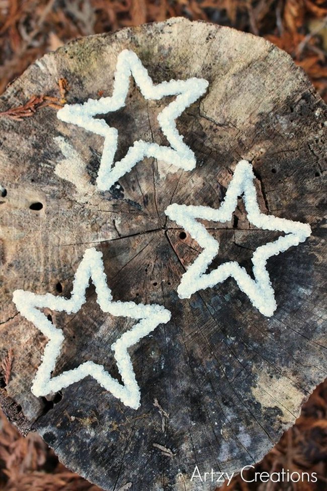 White Stars On Dark Wood